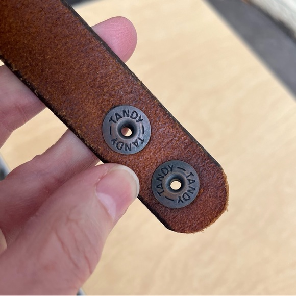 Handcrafted Tooled Leather Cuff Bracelet With Shotgun Shell Centerpiece - Picture 9 of 14